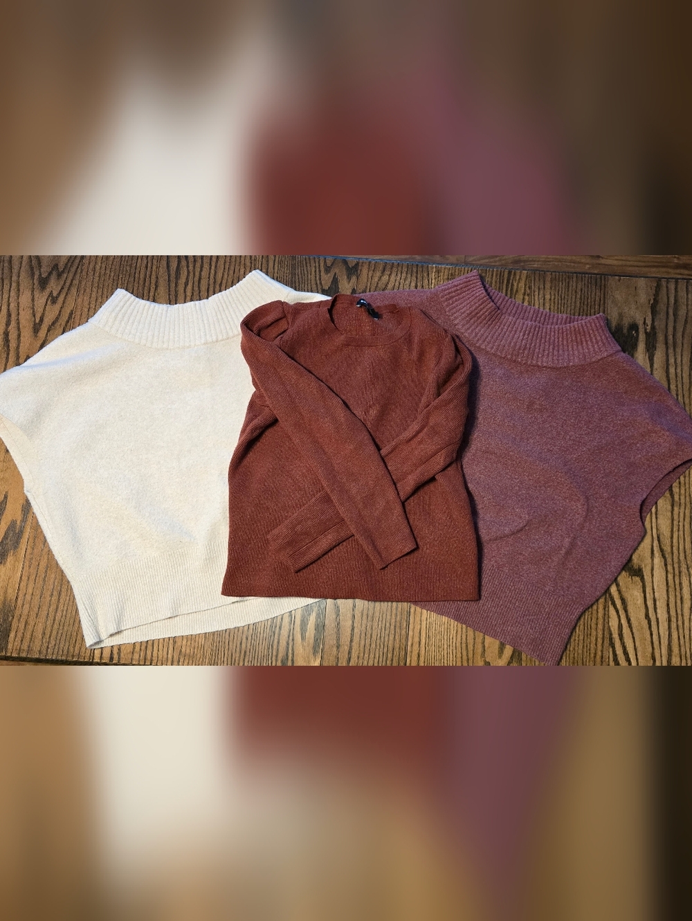 Express Women's Sweater Trio in Cream, Rust, and Mauve